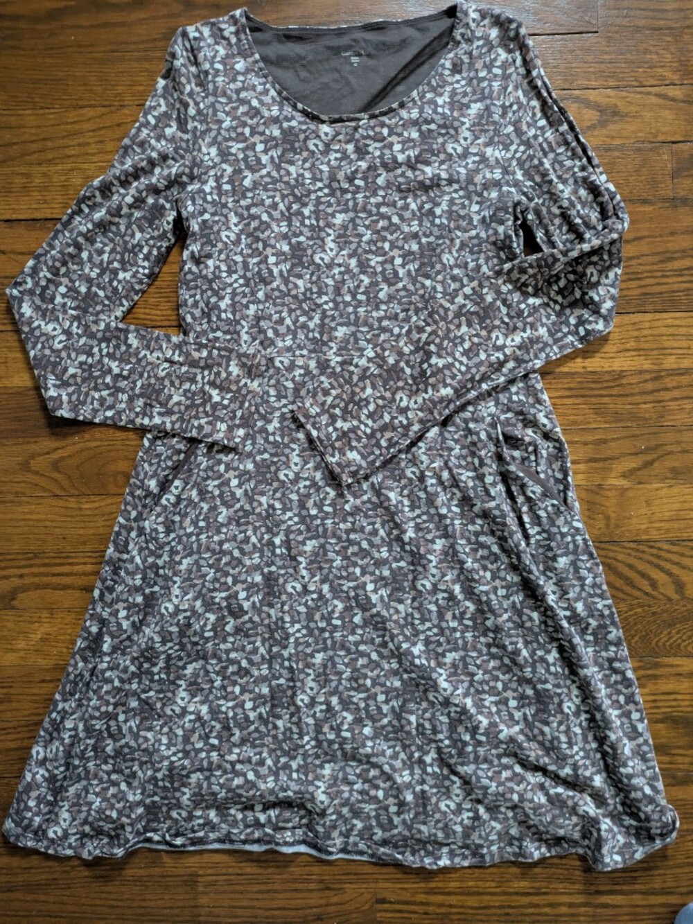 Garnet Hill Women's Long Sleeve Dress Abstract Print Pockets Size XS